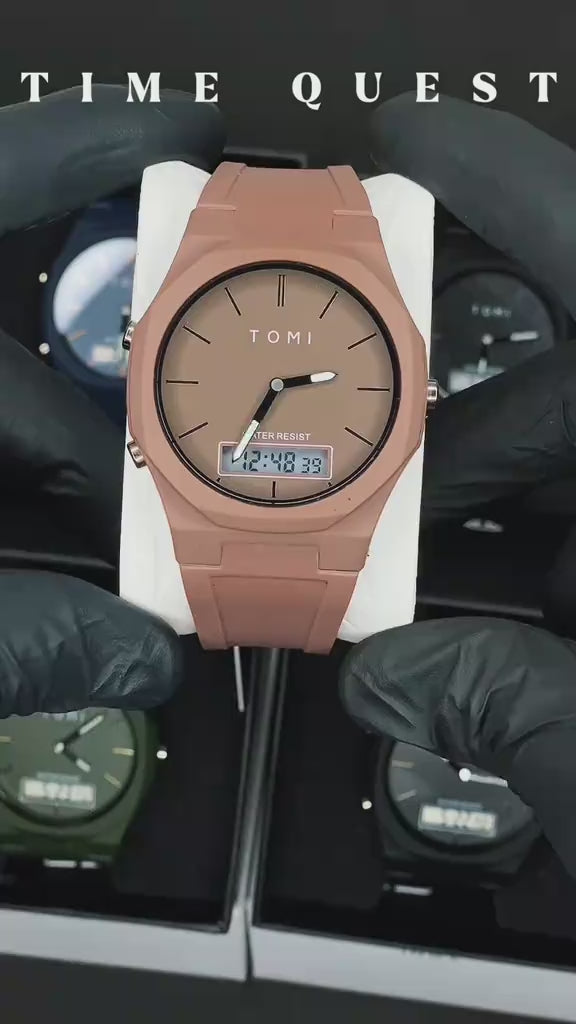 TOMI T-238 Dual Time Sports Watch