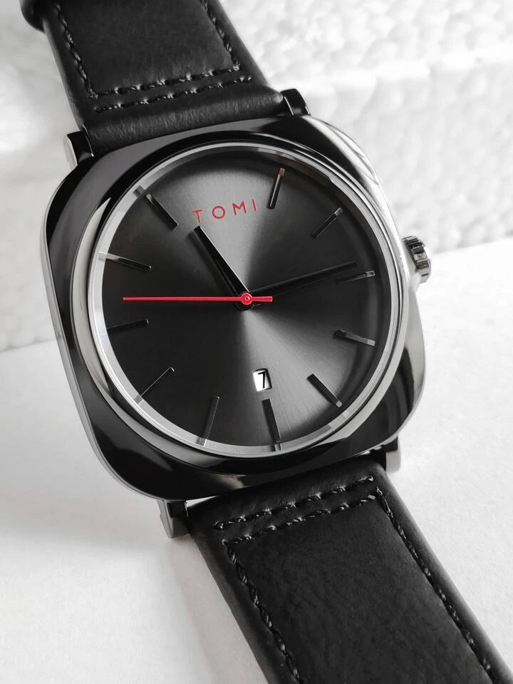 TOMI T-084 Men's Watch Quartz Date Leather Straps