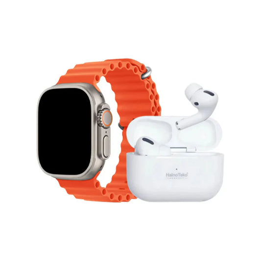 I20 Ultra Max Suit (10-in-1 Set) – Smartwatch With 7 Plain Color Straps And Airpods – Complete Combo For Men And Women
